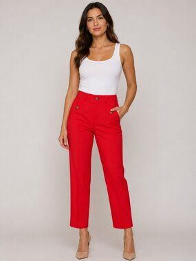 CBR Chic Boutique Rose Red High Waist Straight Leg Dress Pants XL NWT Office